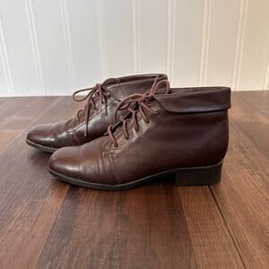 Vintage 90s Brown Leather Ankle Boots 7.5